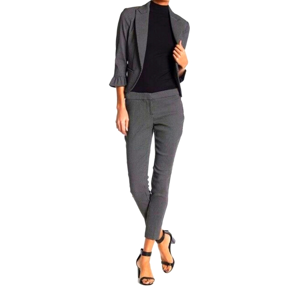 Amanda & Chelsea ankle work pants in  black and white